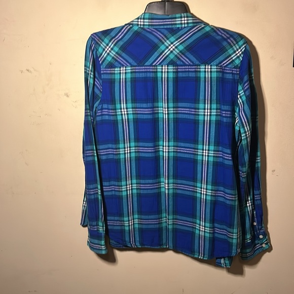Blue green plaid button down long sleeve merona shirt - Picture 3 of 3